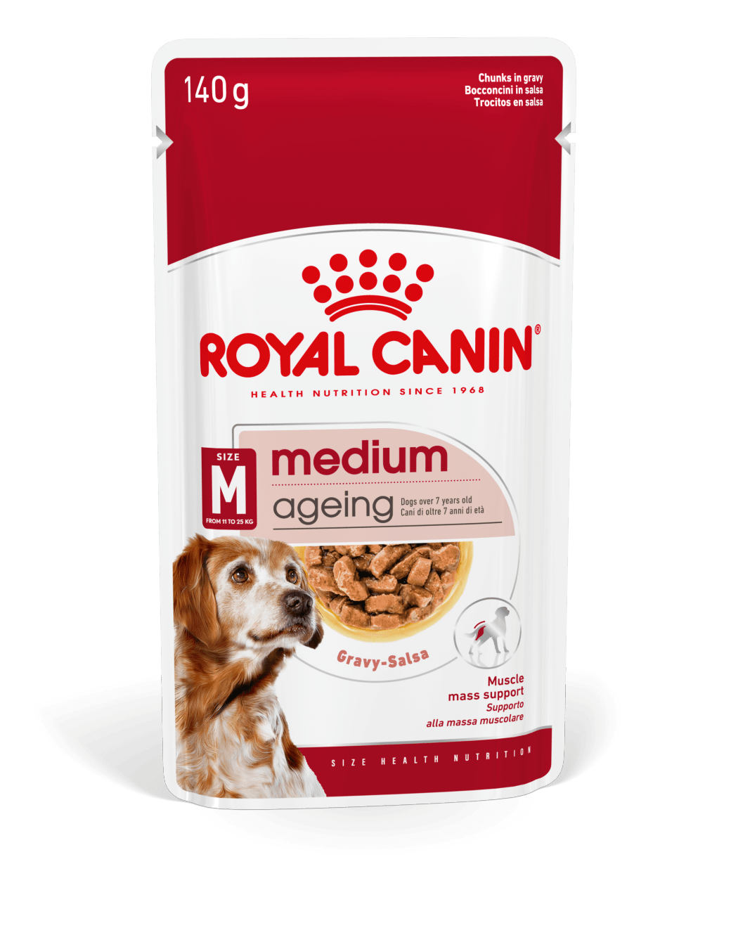 Royal Canin Ageing 7+ Wet Dog Food Chunks In Gravy for Medium Breed Senior Dogs, 140g