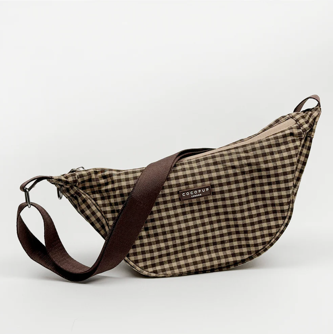 Cocopup Crossbody Crescent Dog Walking Bag, Cotswolds Check