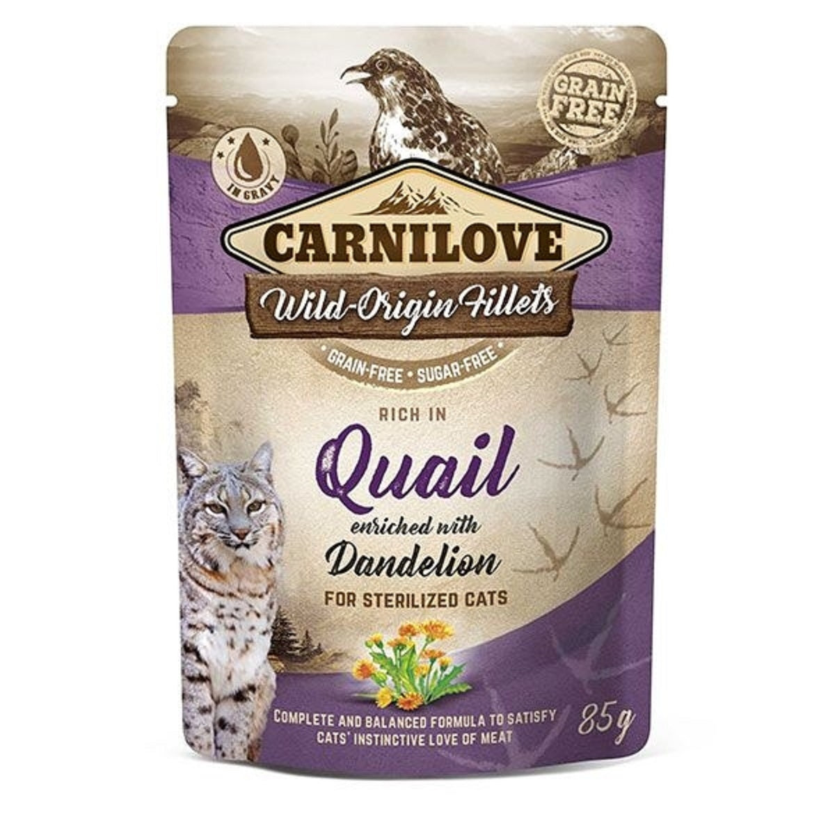 Carnilove Quail with Dandelion Wet Cat Food for Adult Cats, 85g