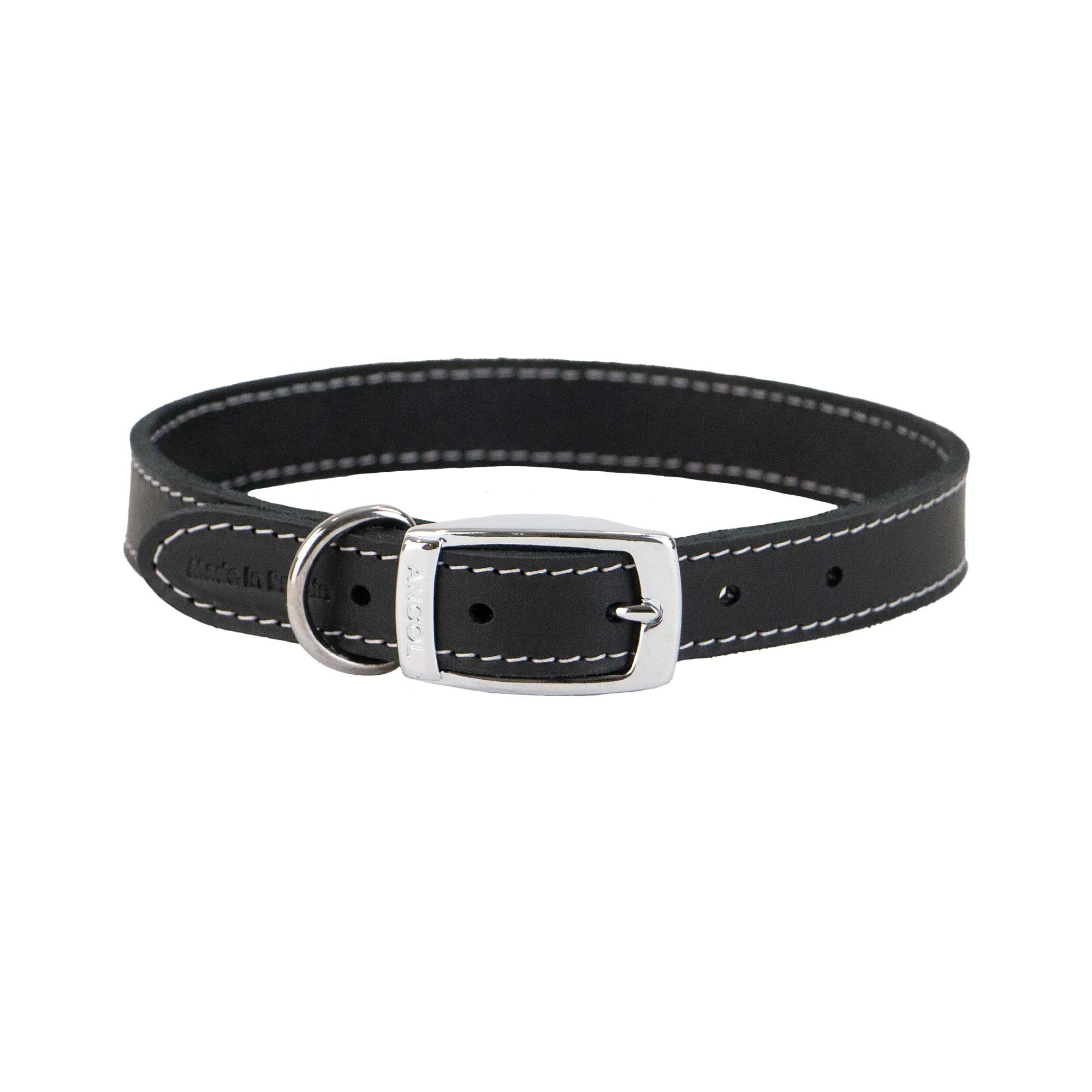 Ancol Heritage Lined Black Leather Dog Collar
