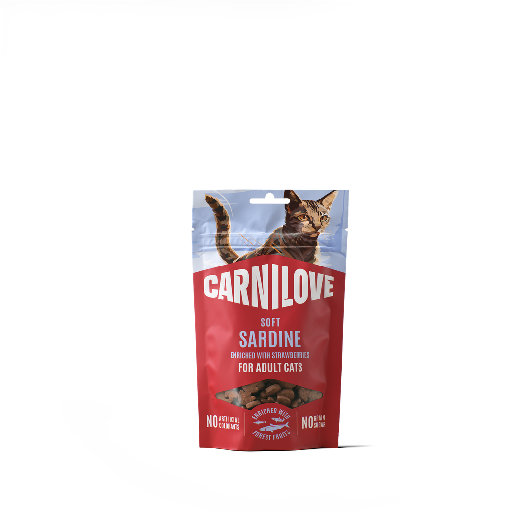 Carnilove Soft Sardine With Strawberries Adult Cat Treats, 50g