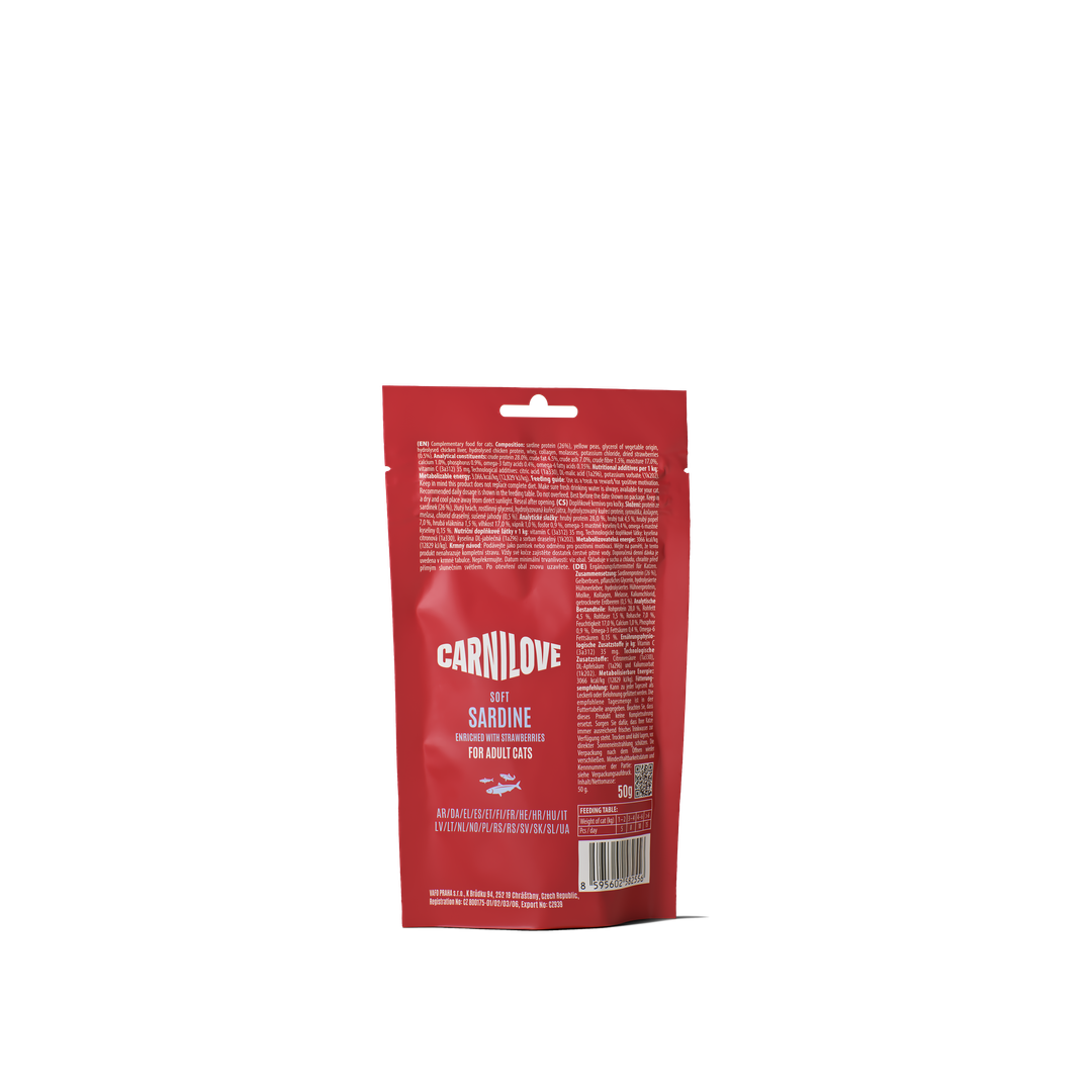 Carnilove Soft Sardine With Strawberries Adult Cat Treats, 50g