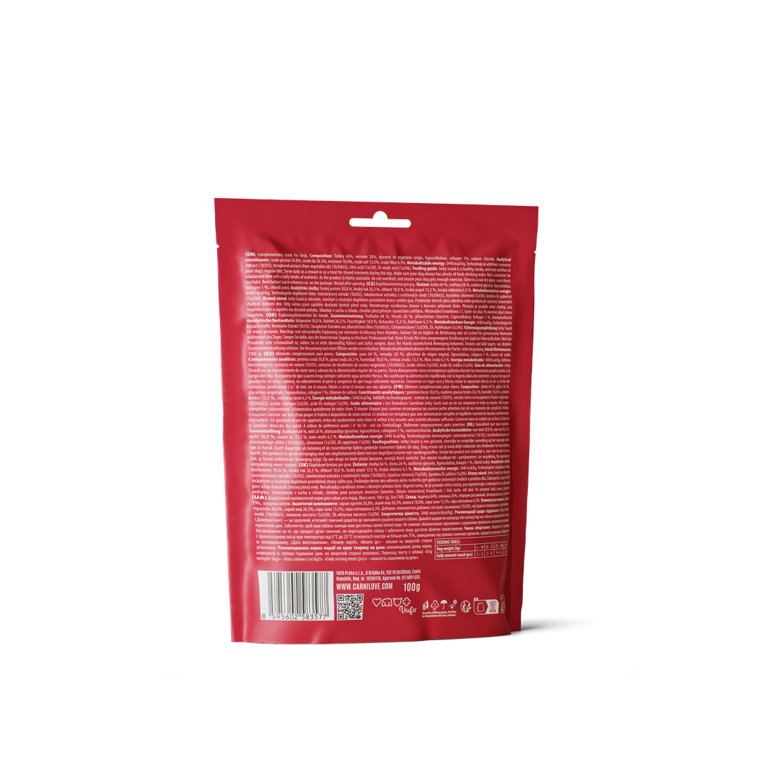 Carnilove Turkey with Venison Jerky Fillet Dog Treat for Adult Dogs, 100g