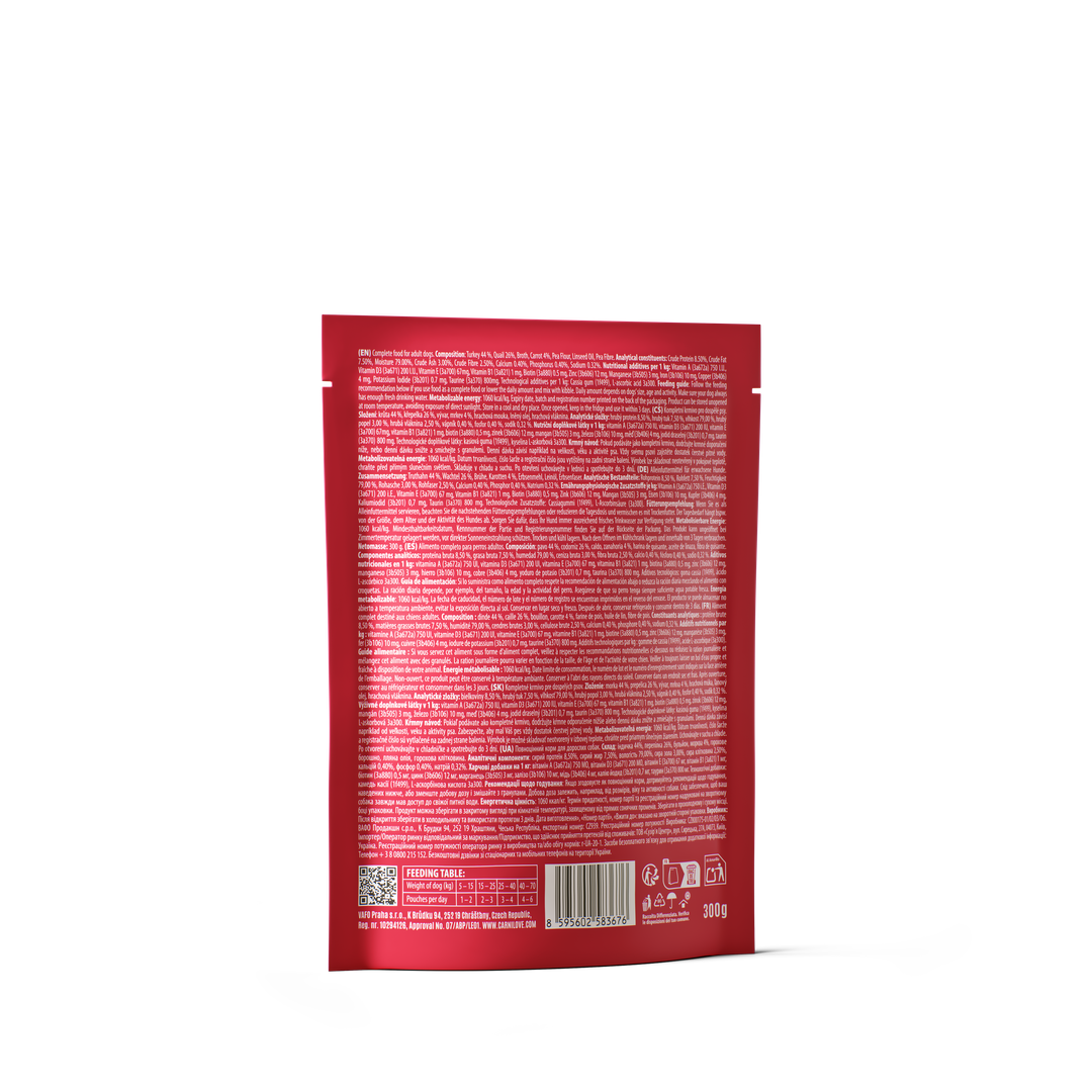 Carnilove Quail with Yellow Carrot Wet Dog Food for Adult Dogs, 300g