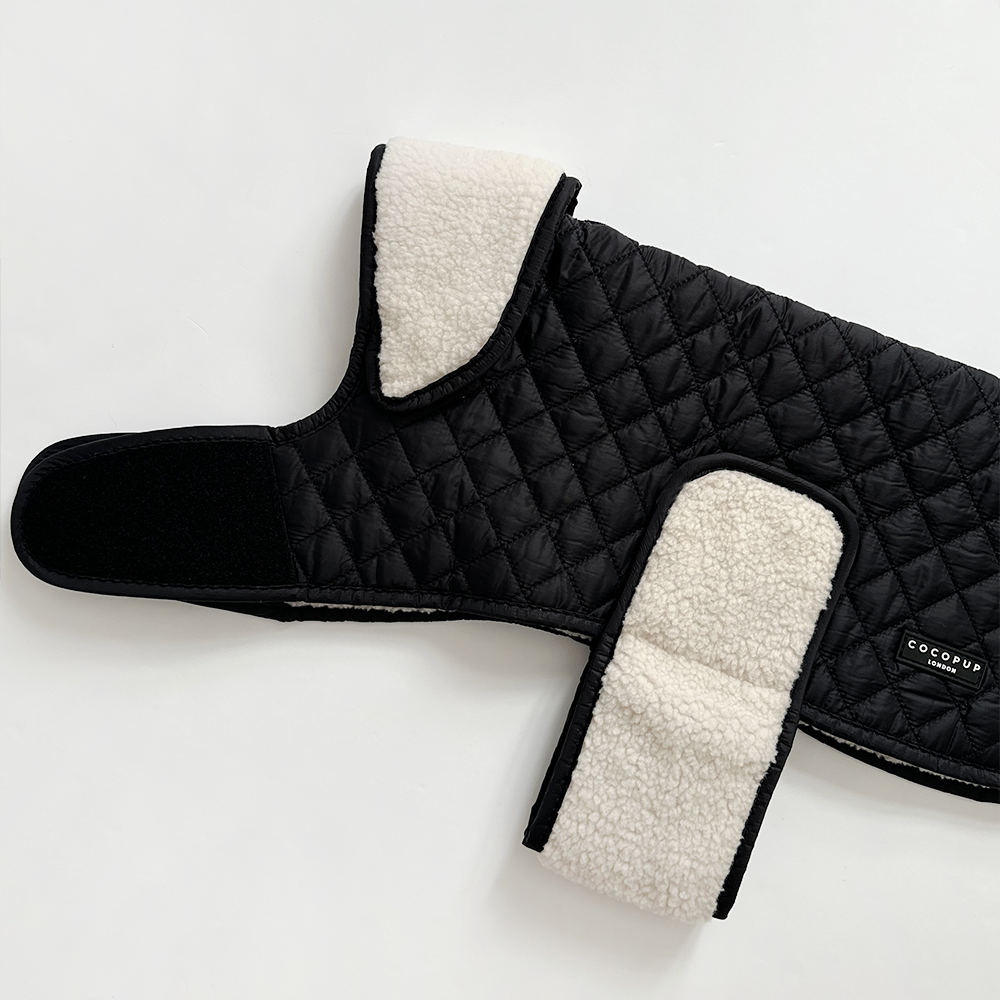Cocopup Midnight Black Luxe Quilted Dog Coat, Medium