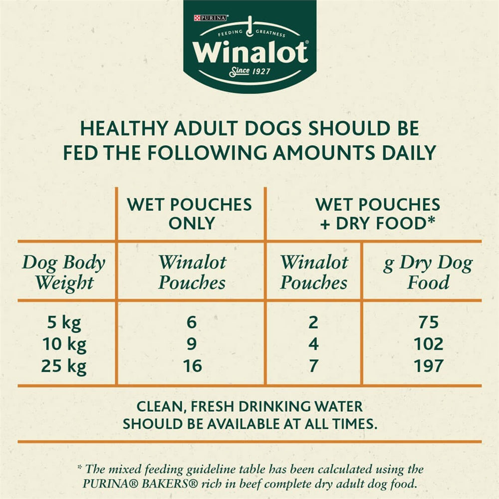 Winalot Meaty Chunks Mixed in Gravy Wet Dog Food for Adult Dogs, 40 x 100g