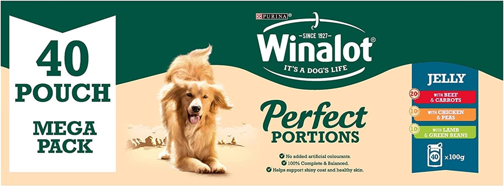 Winalot Meaty Chunks Grain Free Mixed in Jelly Wet Dog Food for Adult Dogs, 40 x 100g