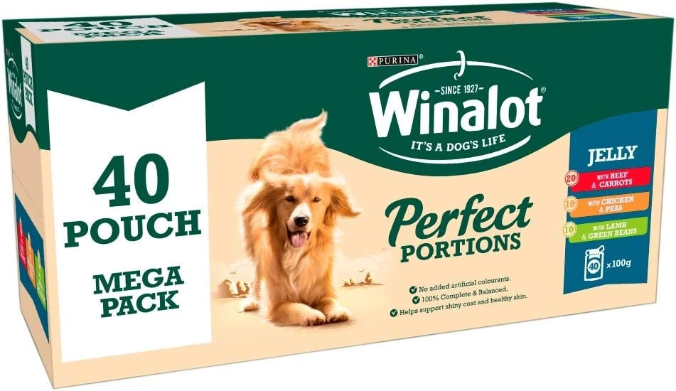 Winalot Meaty Chunks Grain Free Mixed in Jelly Wet Dog Food for Adult Dogs, 40 x 100g