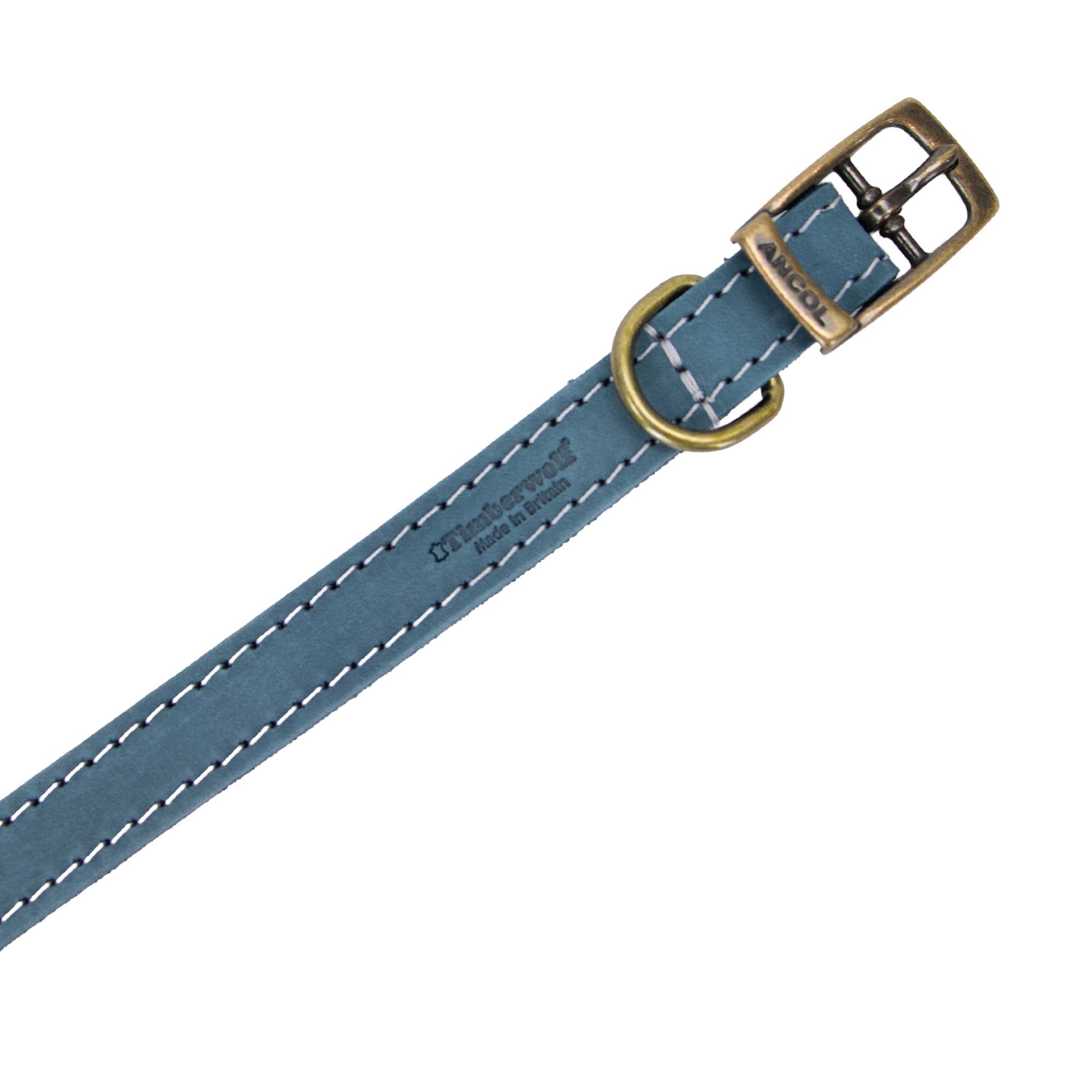 Ancol Timberwolf Blue Leather Dog Collar, Size 3 (28-36cm)