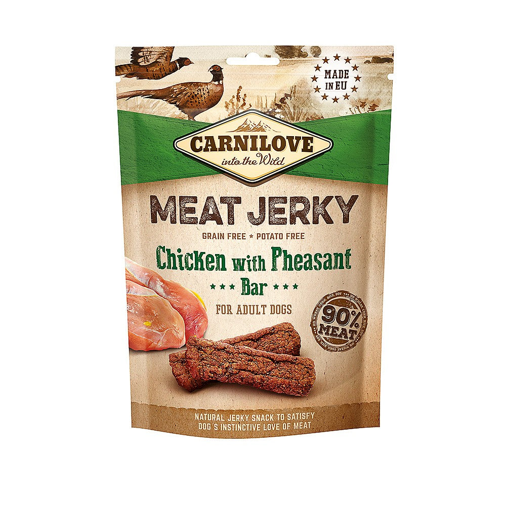 Carnilove Chicken with Pheasant Jerky Bar Dog Treat for Adult Dogs, 100g