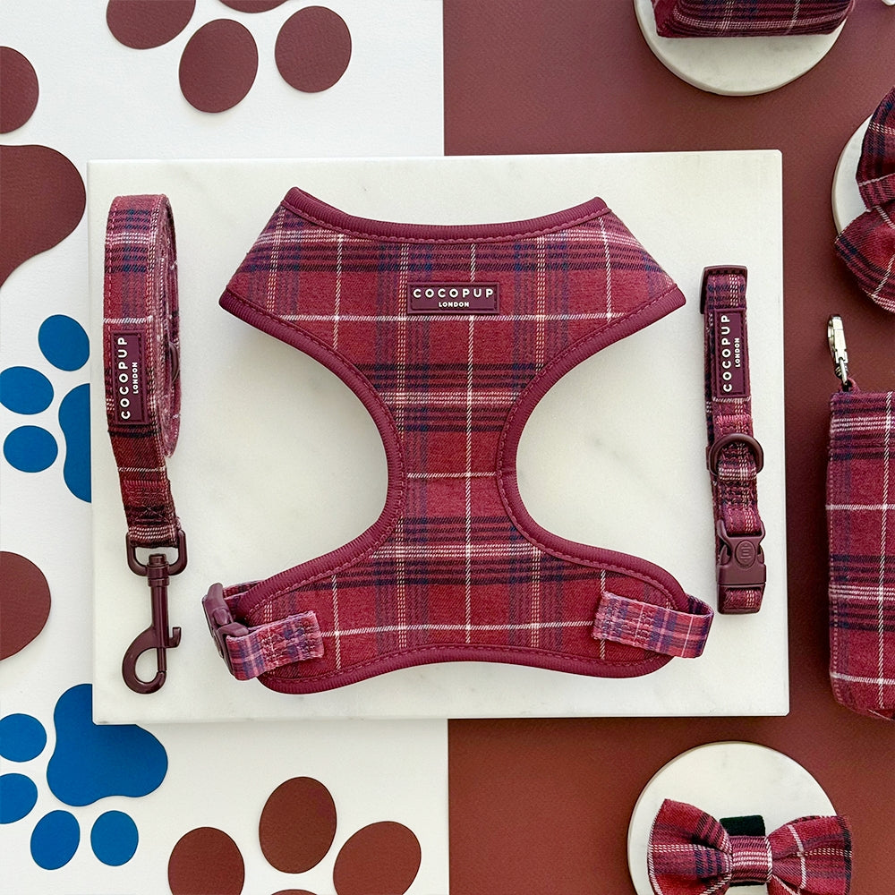 Cocopup Mulberry Plaid Adjustable Neck Dog Harness