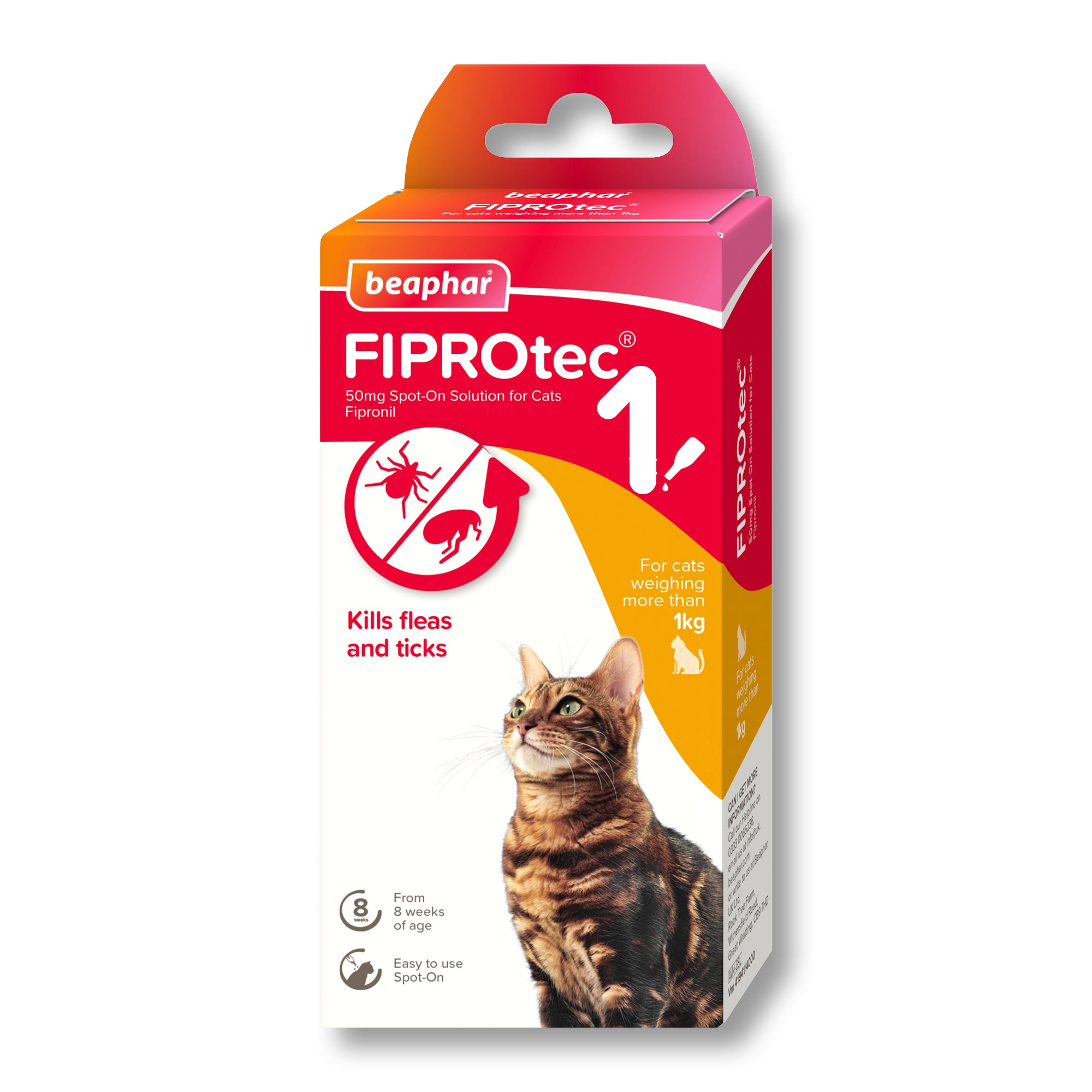 Beaphar FIPROtec Flea & Tick Spot-On for Cats, 1 Pipette