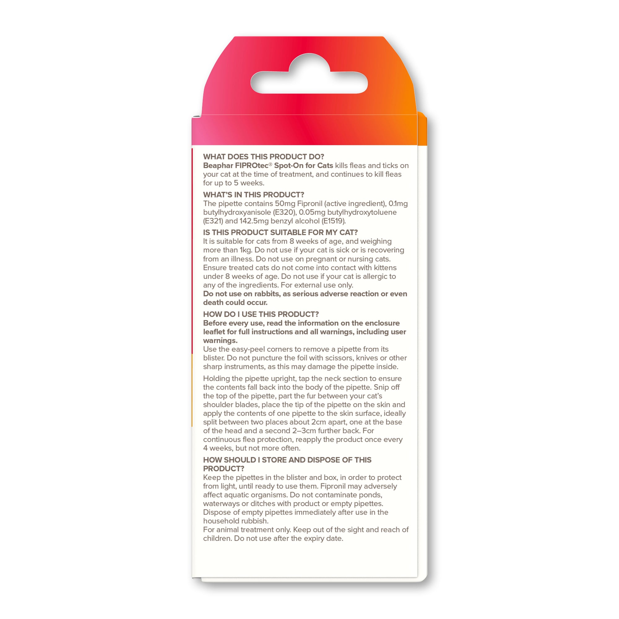 Beaphar FIPROtec Flea & Tick Spot-On for Cats, 1 Pipette