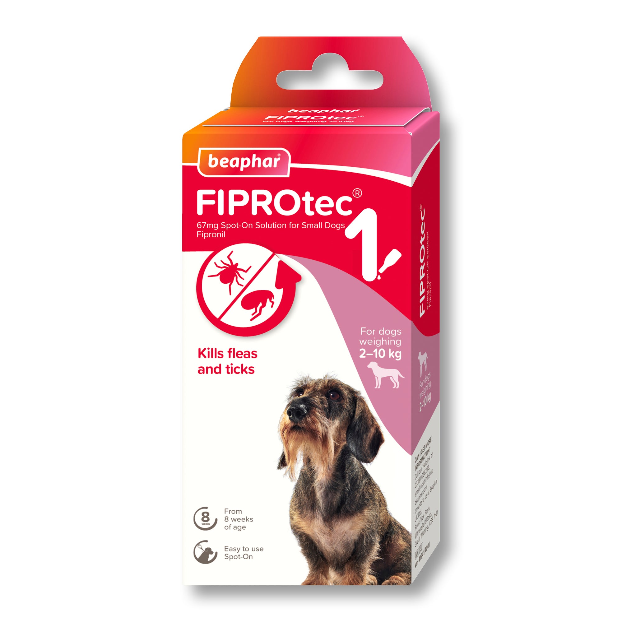 Beaphar FIPROtec Flea & Tick Spot-On for Small Dogs (2-10kg), 1 Pipette