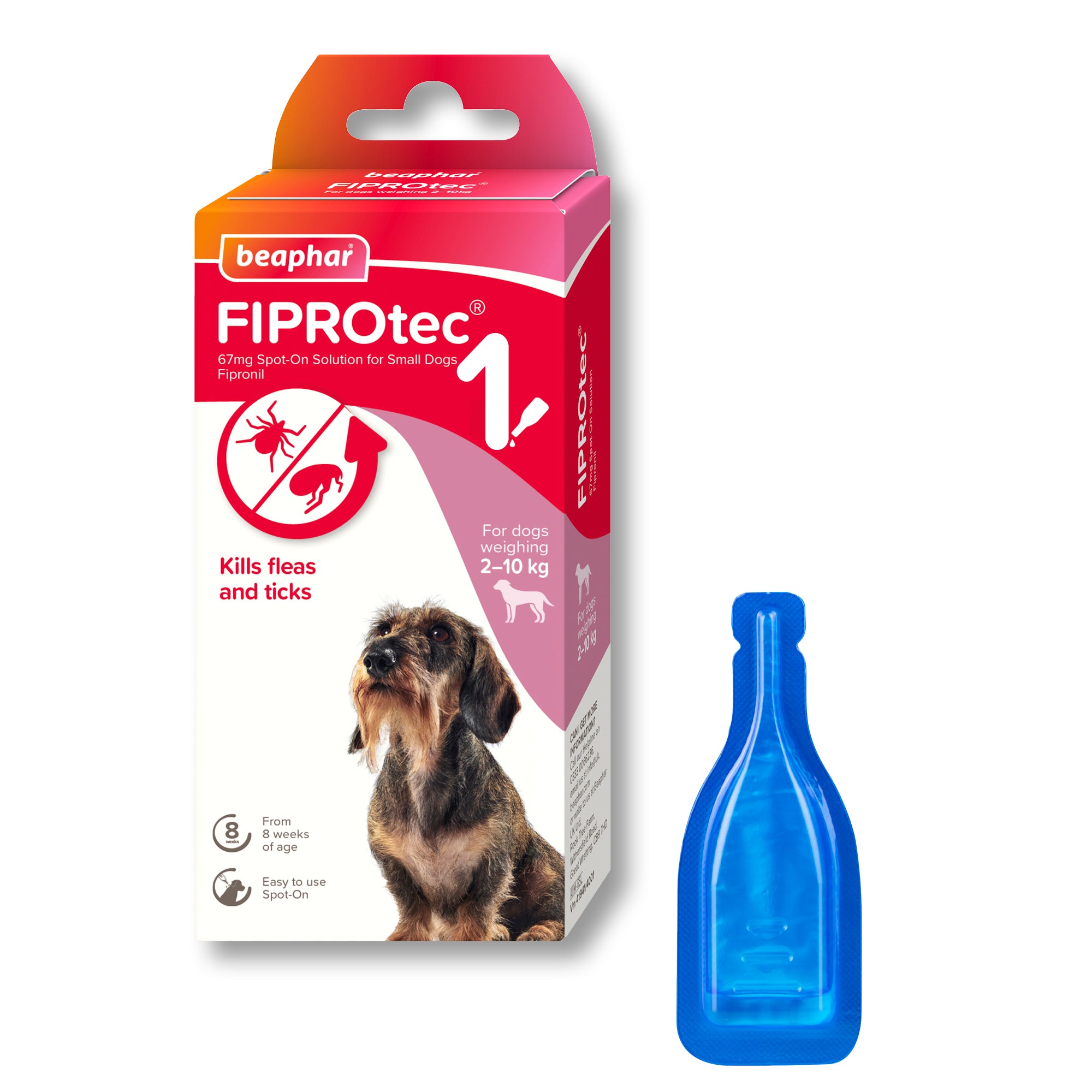 Beaphar FIPROtec Flea & Tick Spot-On for Small Dogs (2-10kg), 1 Pipette
