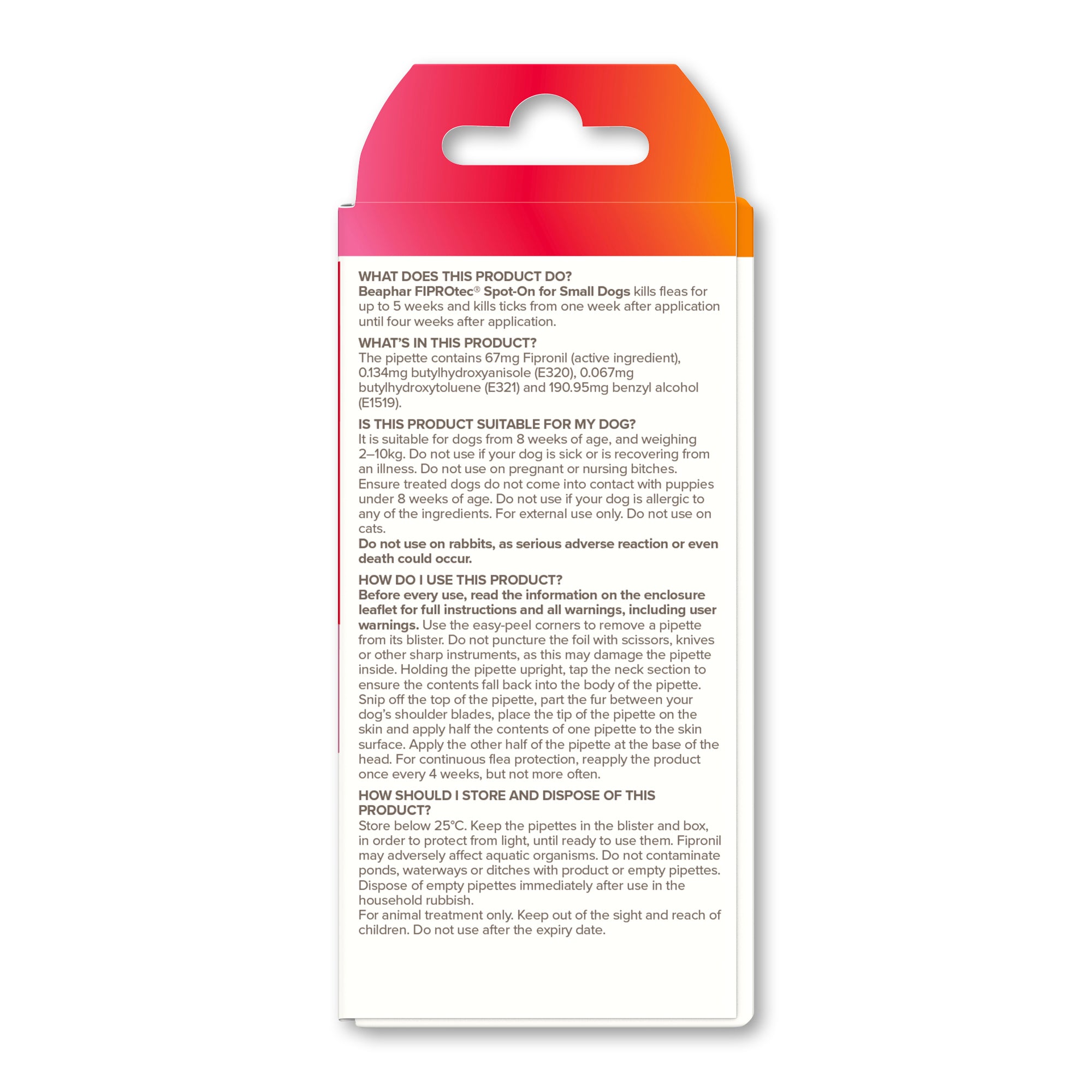 Beaphar FIPROtec Flea & Tick Spot-On for Small Dogs (2-10kg), 1 Pipette