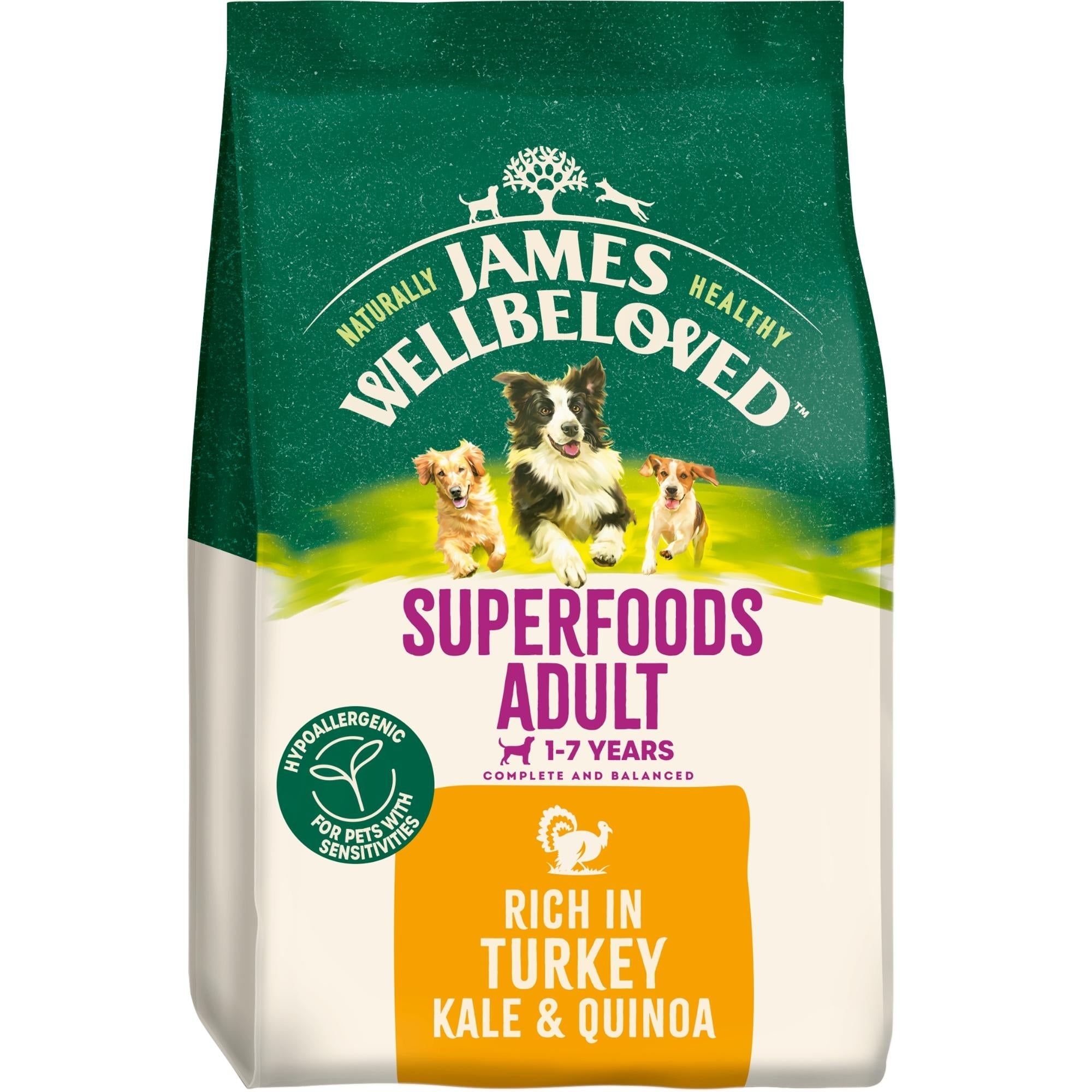 James Wellbeloved Turkey with Kale & Quinoa Superfoods Dry Dog Food for Adult Dogs, 10kg