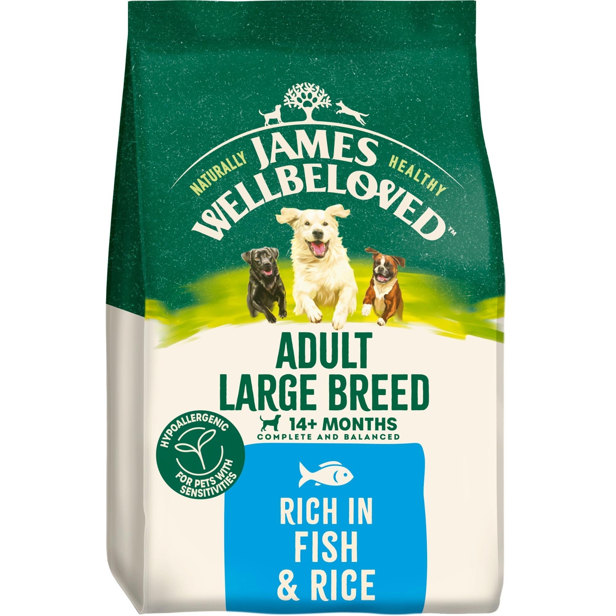 James Wellbeloved Fish & Rice Dry Dog Food for Large Breed Adult Dogs, 15kg