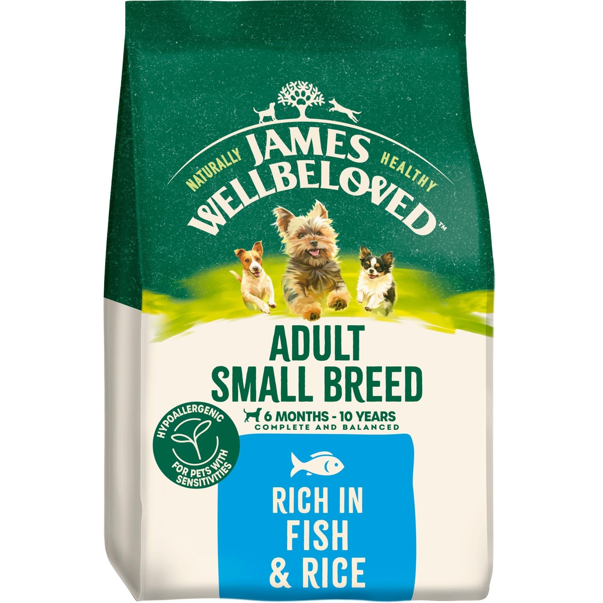James Wellbeloved Fish & Rice Dry Dog Food for Small Breed Adult Dogs, 7.5kg