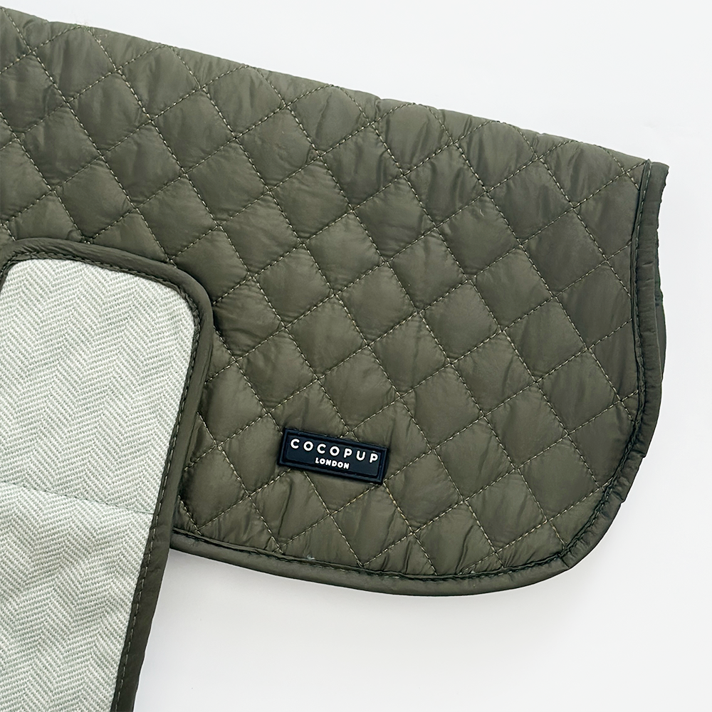 Cocopup Country Khaki Luxe Quilted Dog Coat, Small