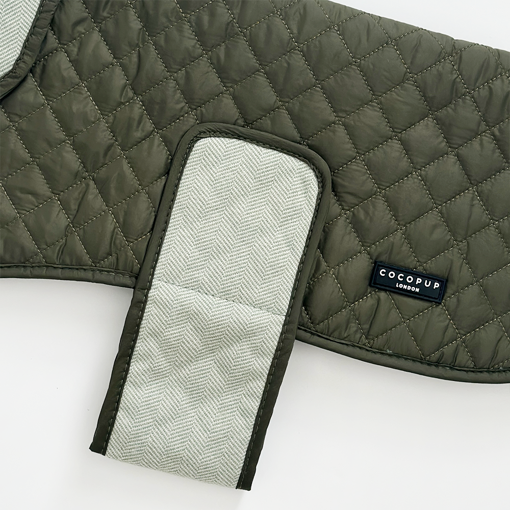 Cocopup Country Khaki Luxe Quilted Dog Coat, Small