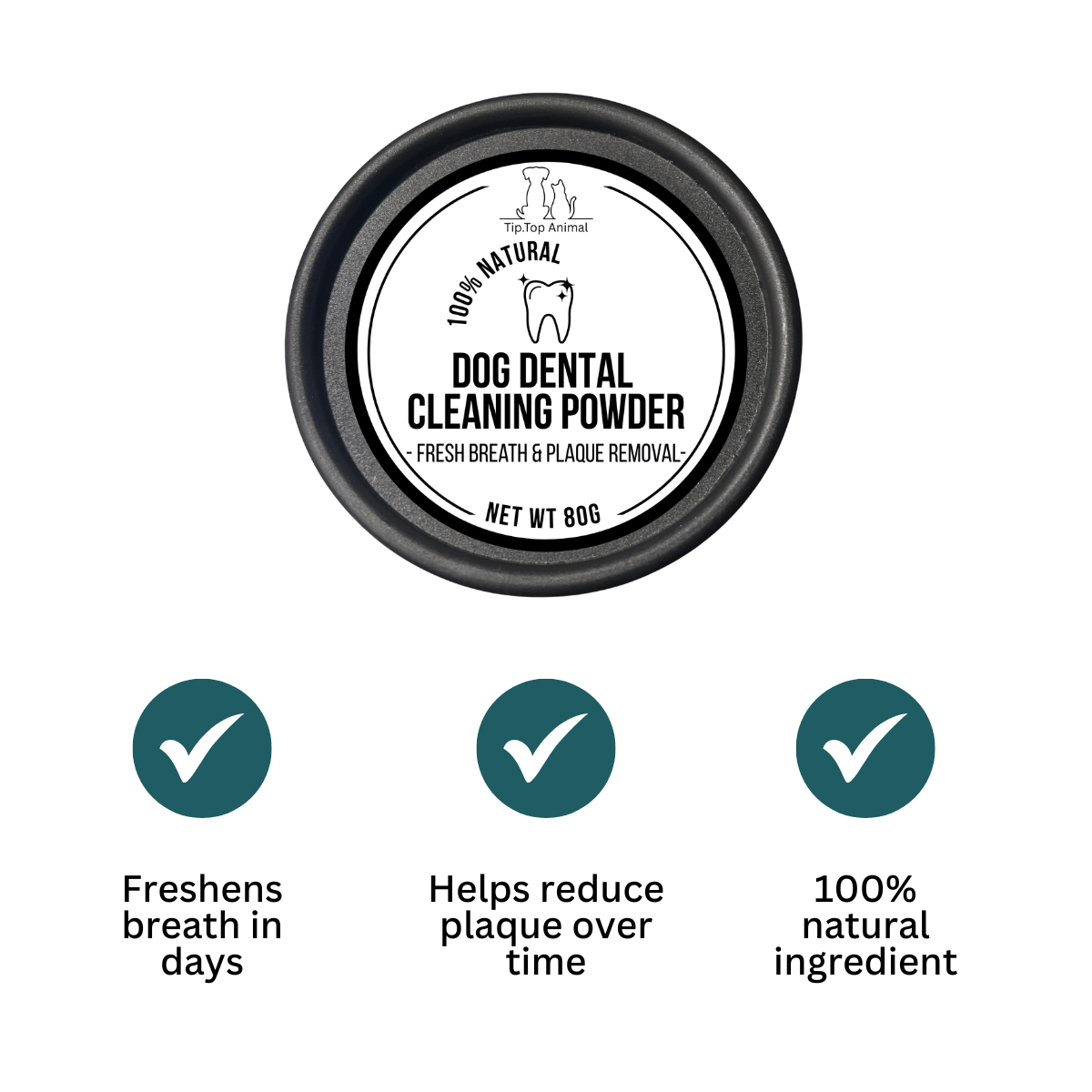 Donation - Tip Top Animal Dog Dental Teeth Cleaning Powder - Fresh Breath & Plaque Removal, 80g