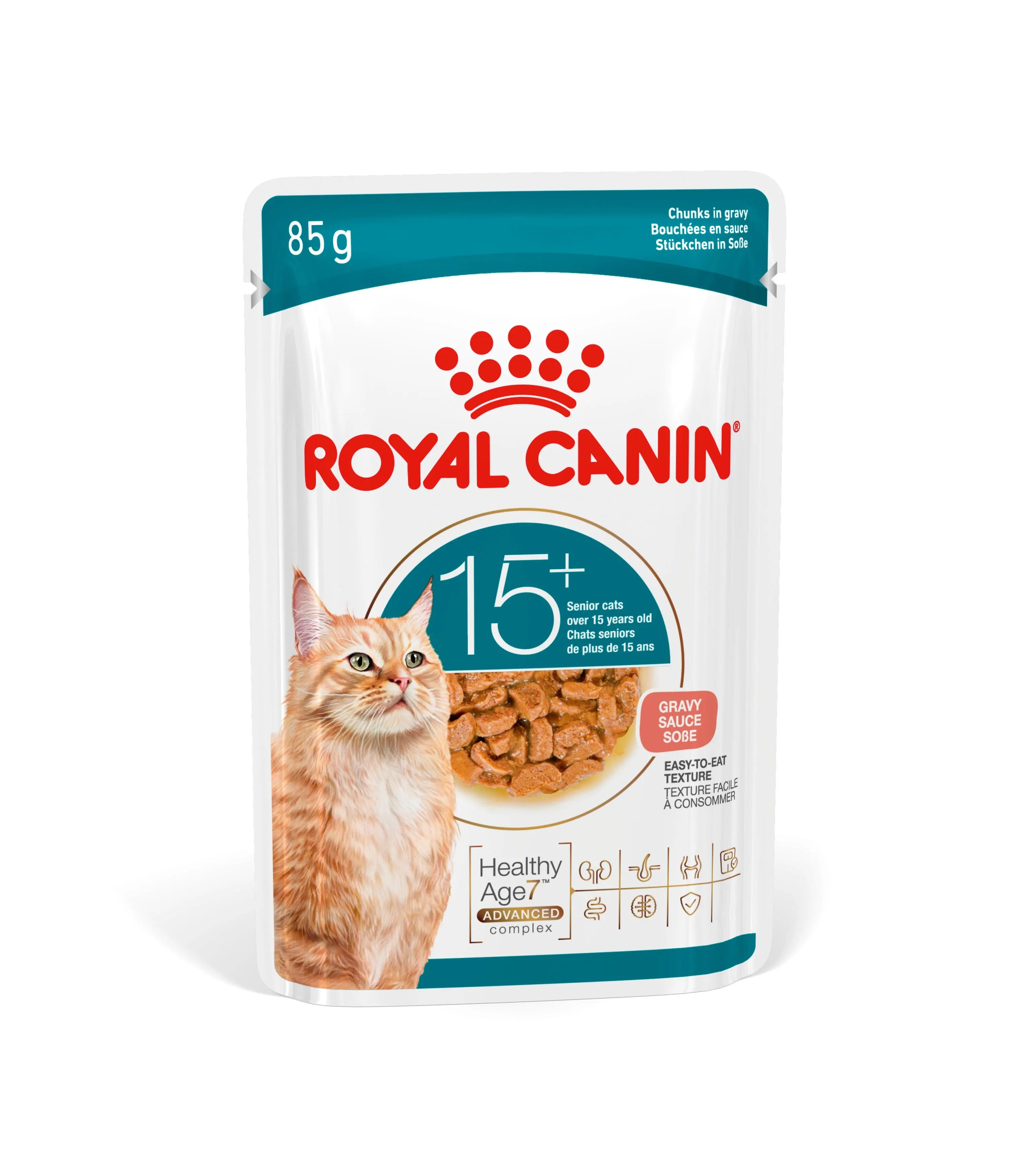 Royal Canin Ageing 15+ Wet Cat Food Chunks in Gravy for Senior Cats, 85g