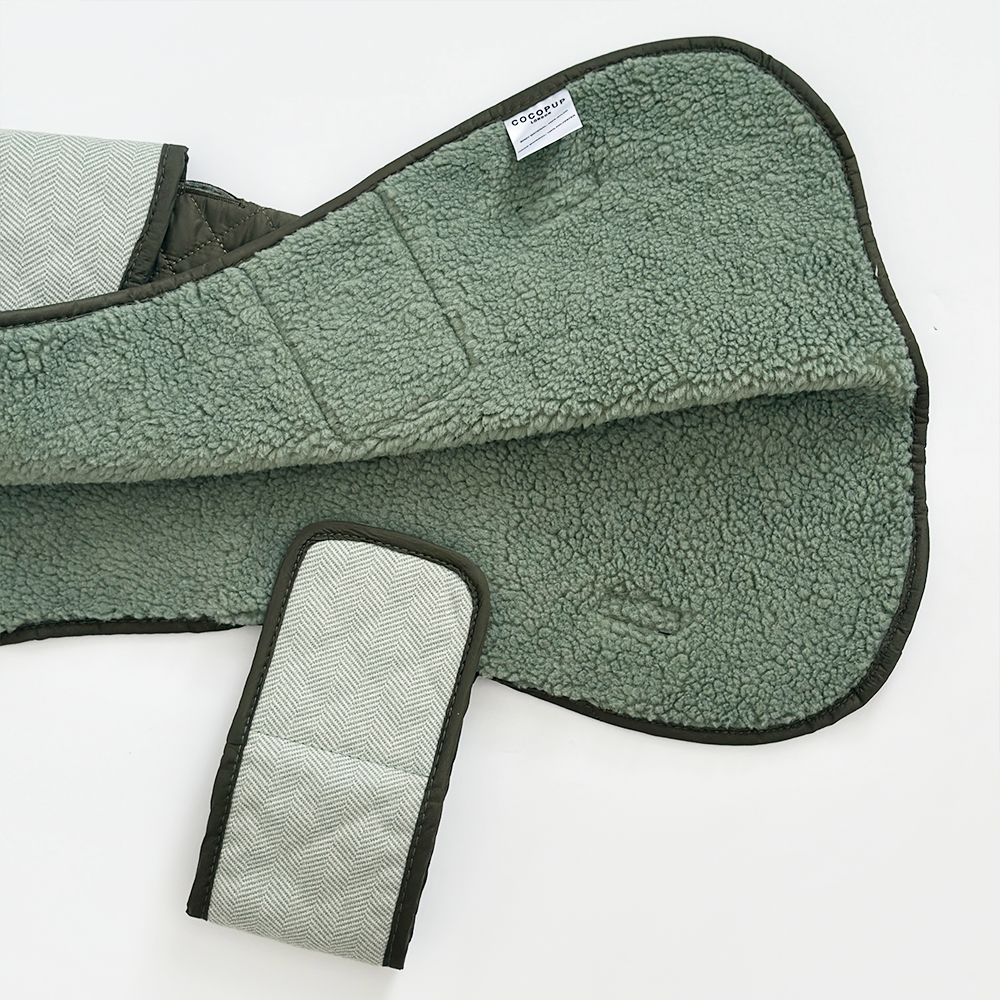 Cocopup Country Khaki Luxe Quilted Dog Coat, Small