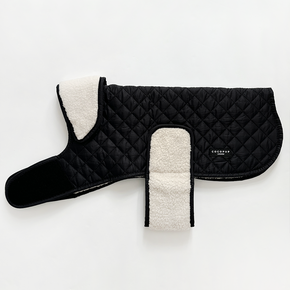 Cocopup Midnight Black Luxe Quilted Dog Coat, Medium