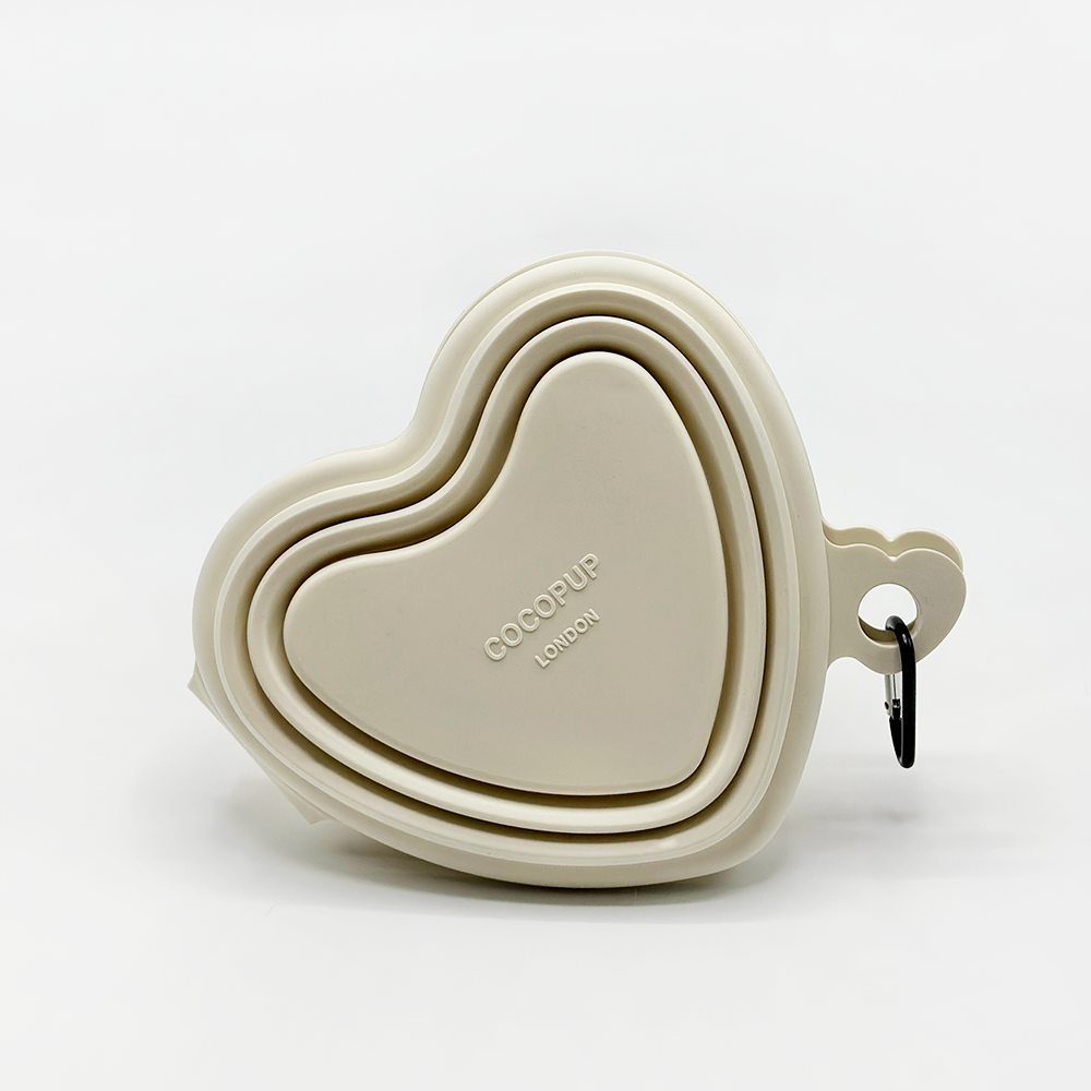 Cocopup Heart Collapsible Bowl, Cream