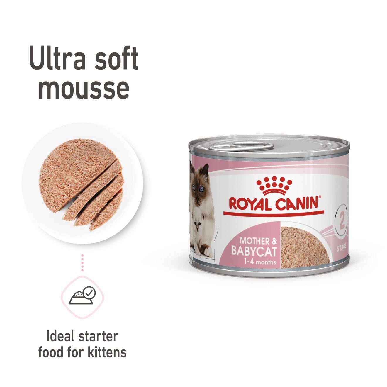 Royal Canin Mother & Babycat Ultra Soft Mousse Wet Cat Food for Adult Cats & Kittens, 195g