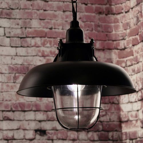 Greenhall Jasper Wire Guarded Traditional Rustic Iron Ceiling Light