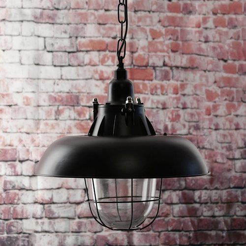 Greenhall Jasper Wire Guarded Traditional Rustic Iron Ceiling Light