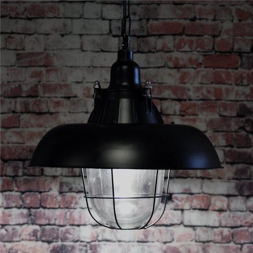 Greenhall Jasper Wire Guarded Traditional Rustic Iron Ceiling Light