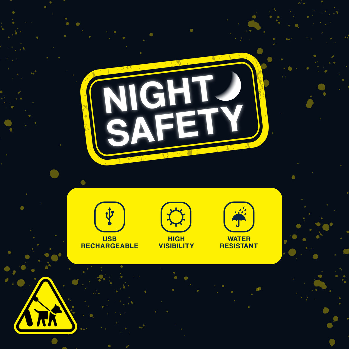 Ancol Night Safety USB Flashing Dog Collar Band, Orange