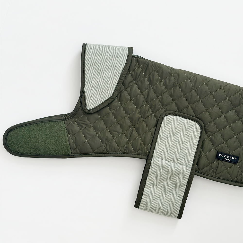 Cocopup Country Khaki Luxe Quilted Dog Coat, Small