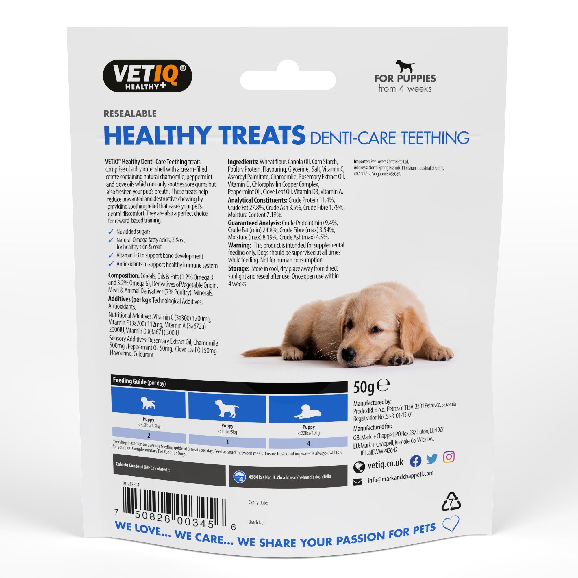 VetIQ Healthy Treats Denti-Care Teething Puppy Treats, 50g