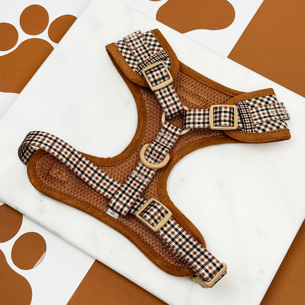 Cocopup Heritage Check Adjustable Neck Dog Harness