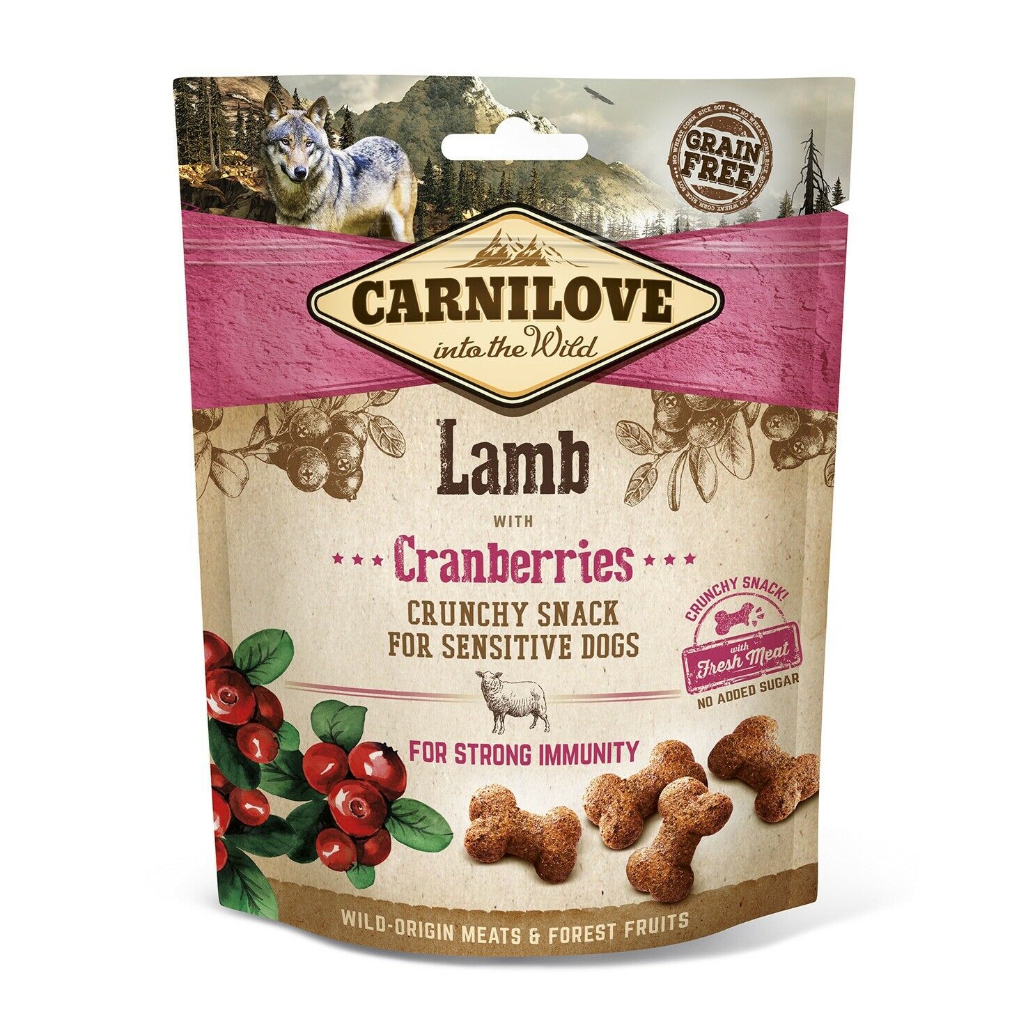 Carnilove Lamb with Cranberries Crunchy Dog Treats for Sensitive Dogs, 200g