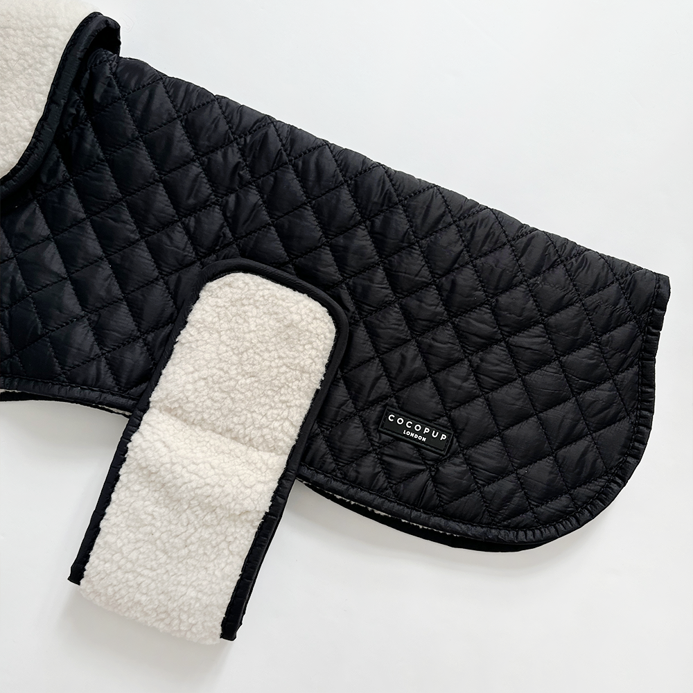Cocopup Midnight Black Luxe Quilted Dog Coat, Medium
