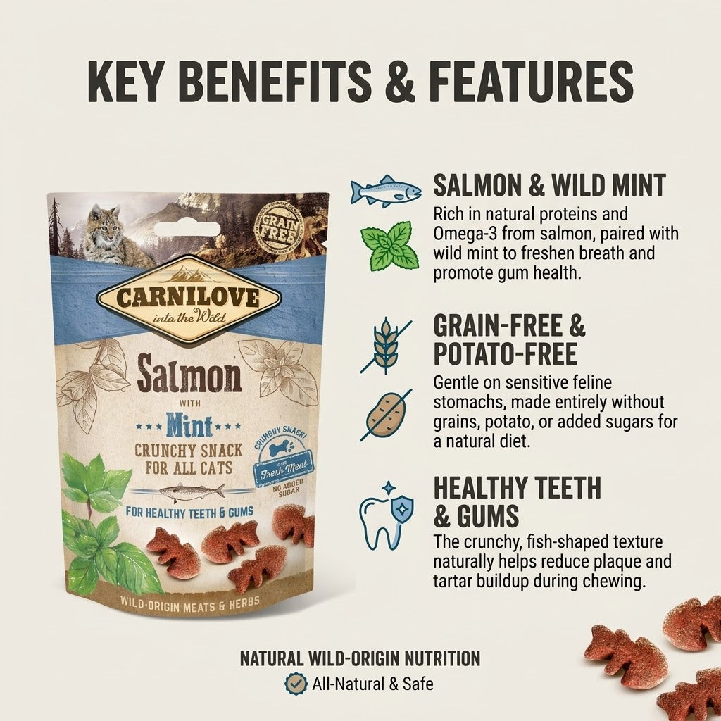 Carnilove Salmon with Mint Crunchy Cat Treats, 50g