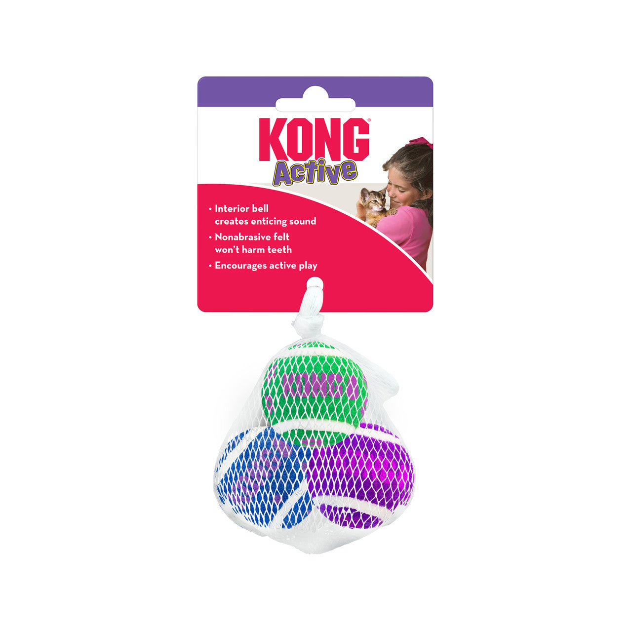 Kong Tennis Balls With Bells Cat Toy, 3 Pack