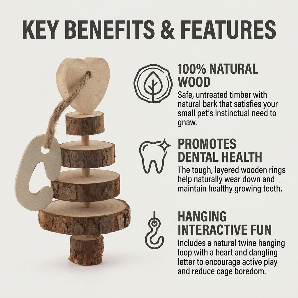 Ancol Burrow & Squeak Wooden Ring Tree Gnaw