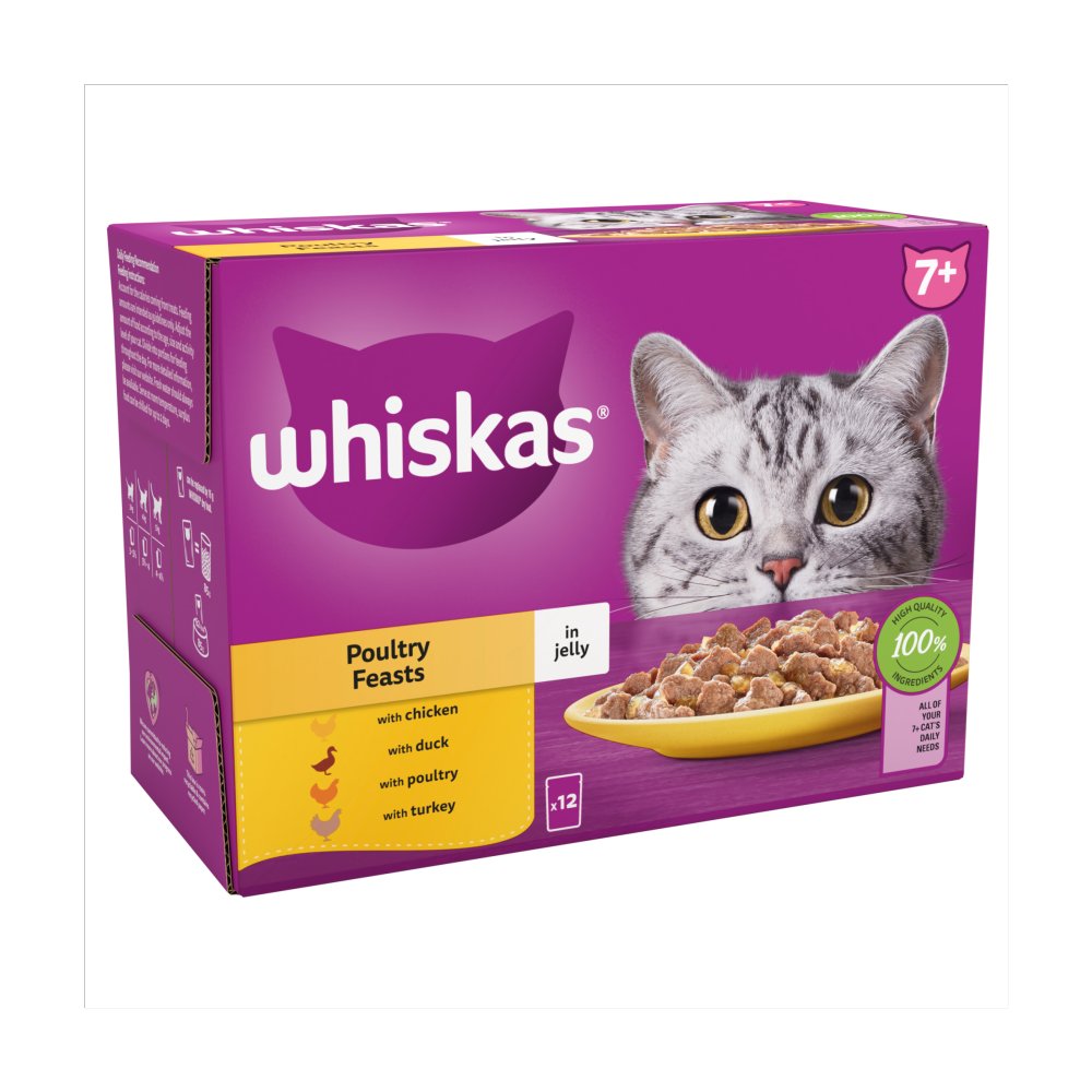 Whiskas 7+ Poultry Feasts in Jelly Wet Cat Food for Senior Cats