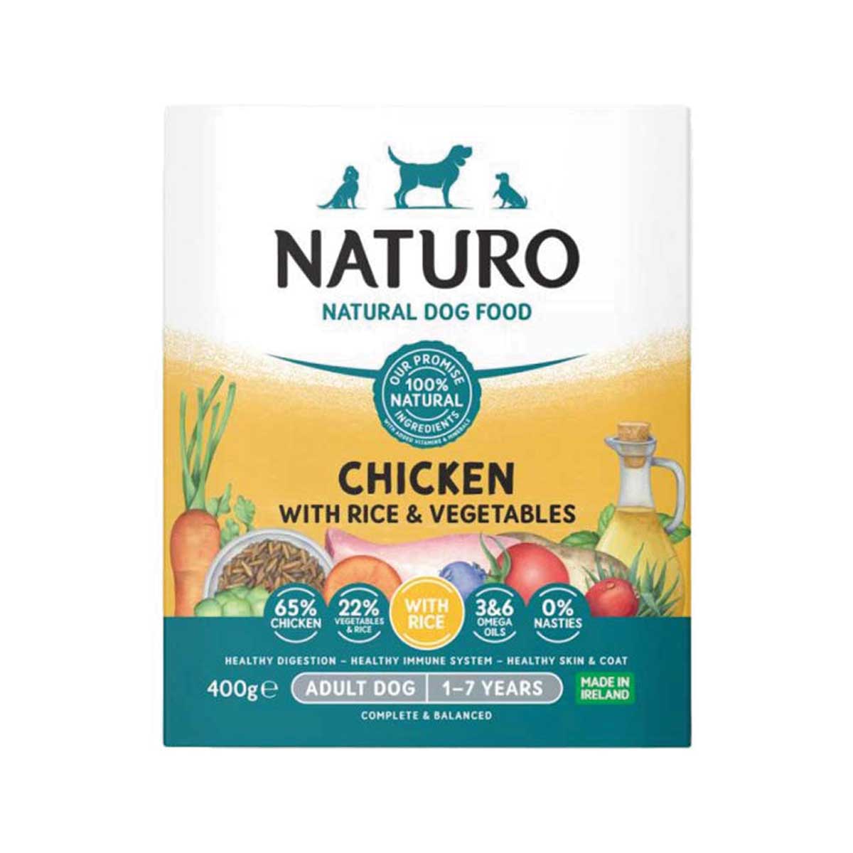 Naturo Chicken with Rice & Vegetables Wet Dog Food for Adult Dogs, 400g