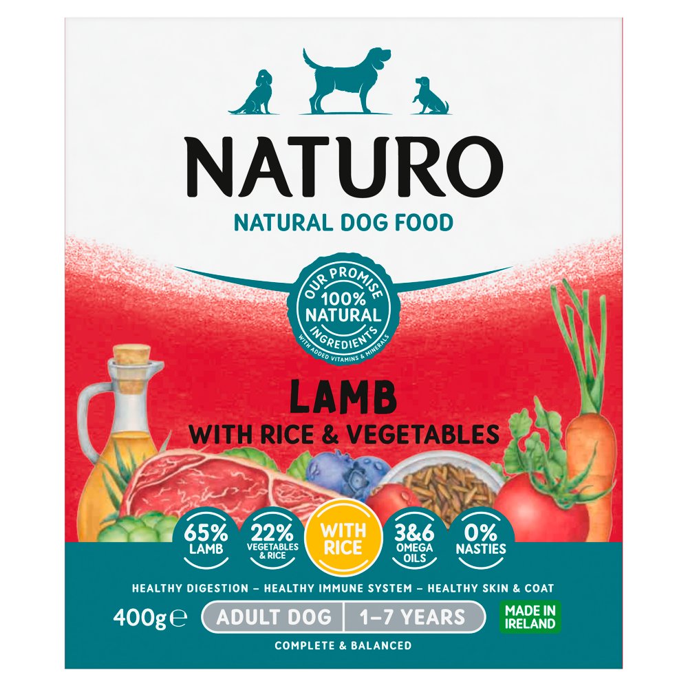 Naturo Lamb with Rice & Vegetables Wet Dog Food for Adult Dogs, 400g