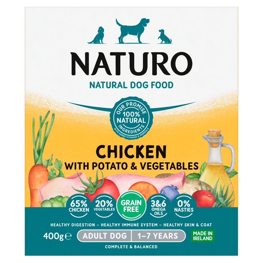 Naturo Grain Free Chicken & Potato with Vegetables Wet Dog Food for Adult Dogs, 400g