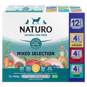 Naturo Mixed Selection with Rice Variety Pack Wet Dog Food for Adult Dogs, 12 x 400g