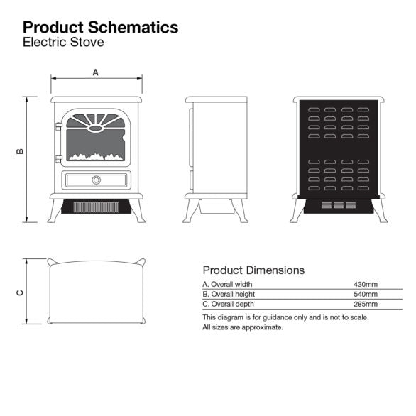 Focal Point ES2000 Electric Stove with Log Flame Effect, Black