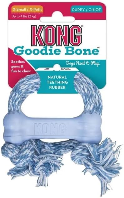 Kong Puppy Goodie Bone With Rope, Extra Small
